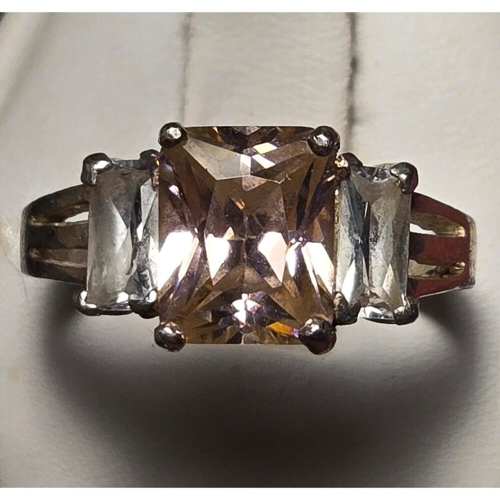 Baby pink vintage sterling silver ring sz 8